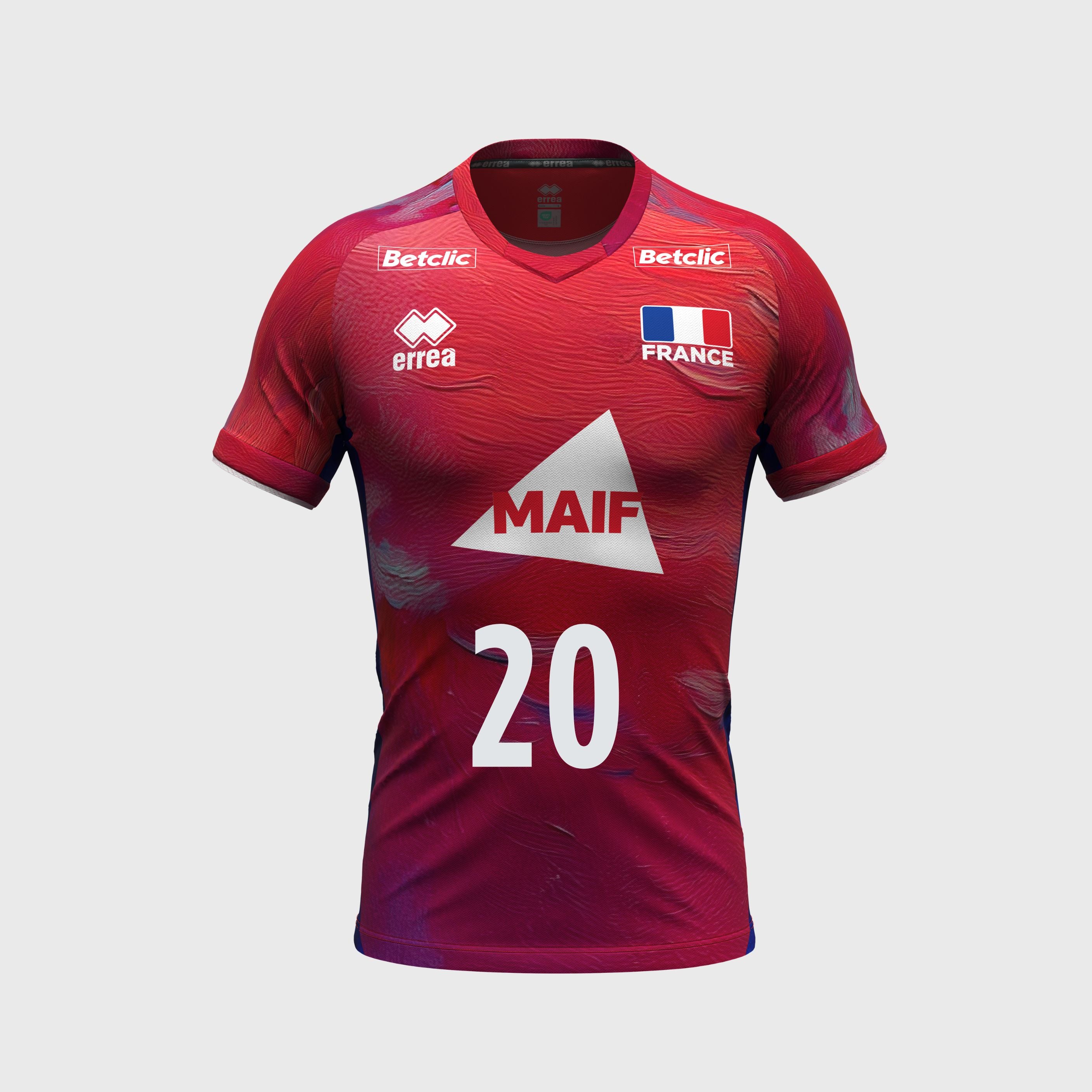 Men's France Volleyball Libero Jersey 26/27 Red - Customized