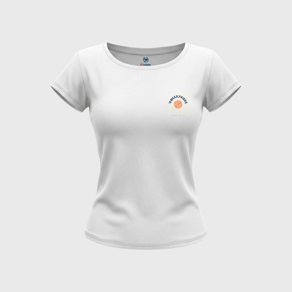 T-shirt Femme Fédération Française Volley Terrain Blanc