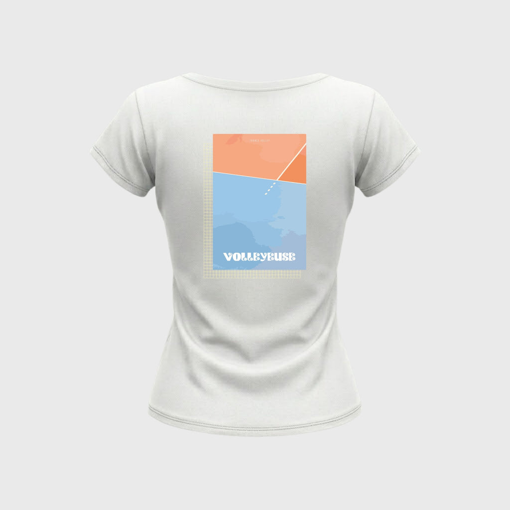 T-shirt Femme Fédération Française Volley Terrain Blanc