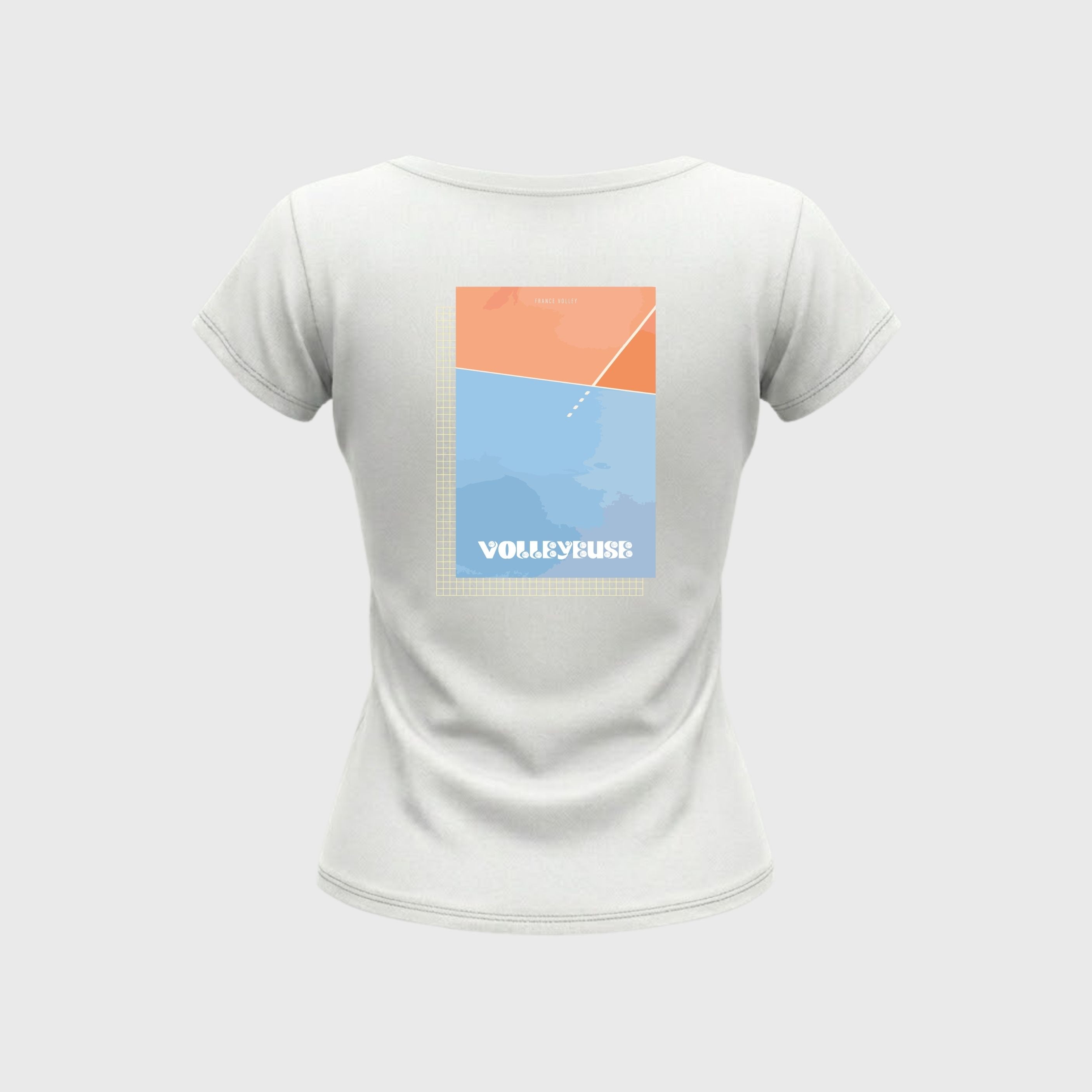 T-shirt Femme Fédération Française Volley Terrain Blanc